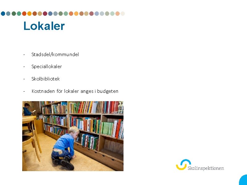 Lokaler - Stadsdel/kommundel - Speciallokaler - Skolbibliotek - Kostnaden för lokaler anges i budgeten