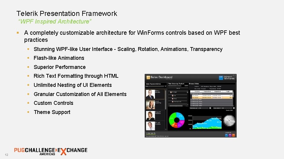 Telerik Presentation Framework “WPF Inspired Architecture” § A completely customizable architecture for Win. Forms