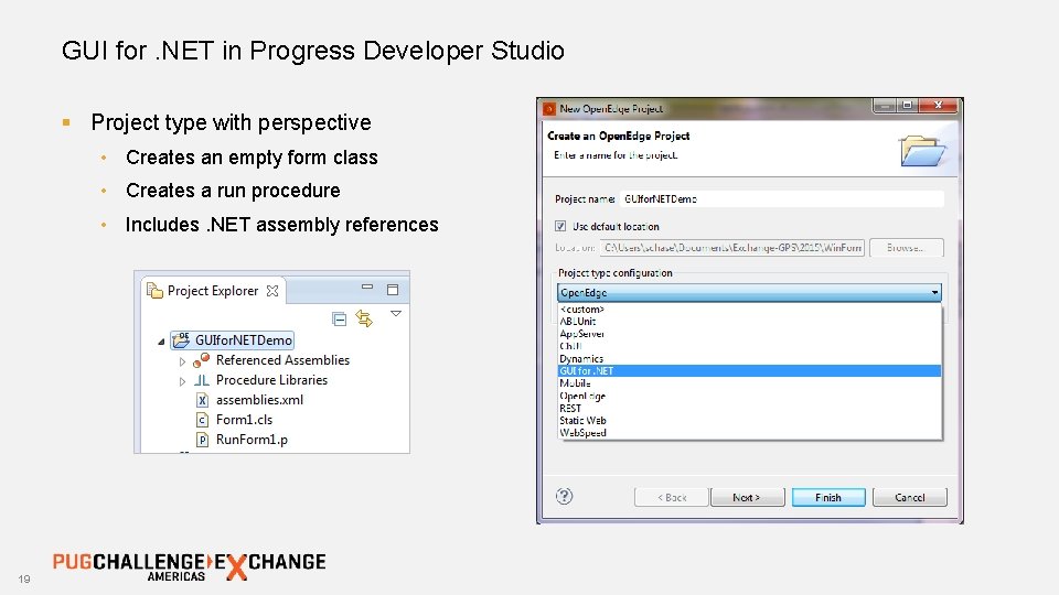 GUI for. NET in Progress Developer Studio § Project type with perspective • Creates