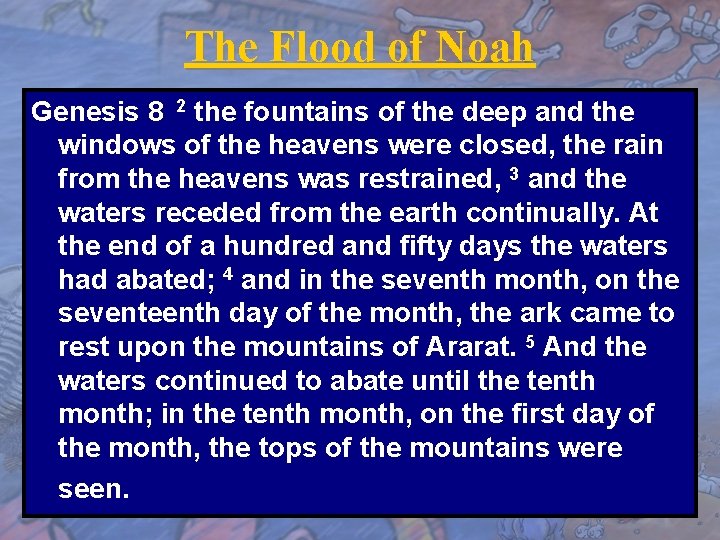 The Flood of Noah Genesis 8 2 the fountains of the deep and the