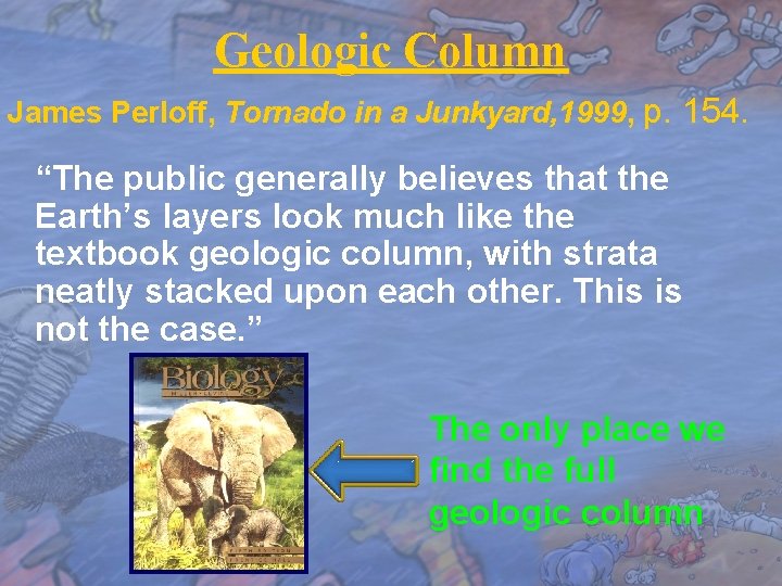 Geologic Column James Perloff, Tornado in a Junkyard, 1999, p. 154. “The public generally