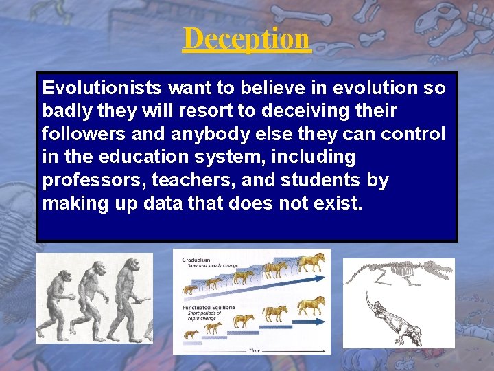 Deception Evolutionists want to believe in evolution so badly they will resort to deceiving