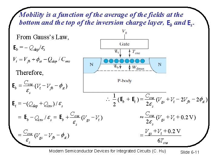 Mobility is a function of the average of the fields at the bottom and