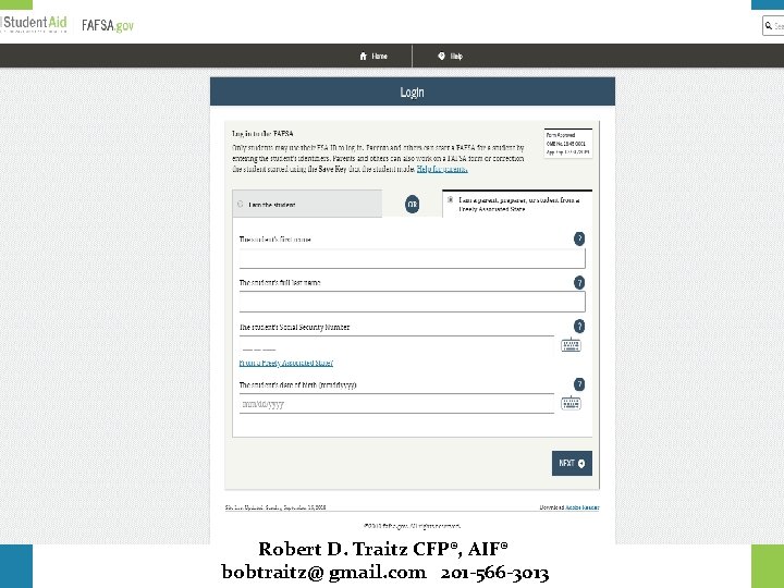 Robert D. Traitz CFP®, AIF® bobtraitz@ gmail. com 201 -566 -3013 