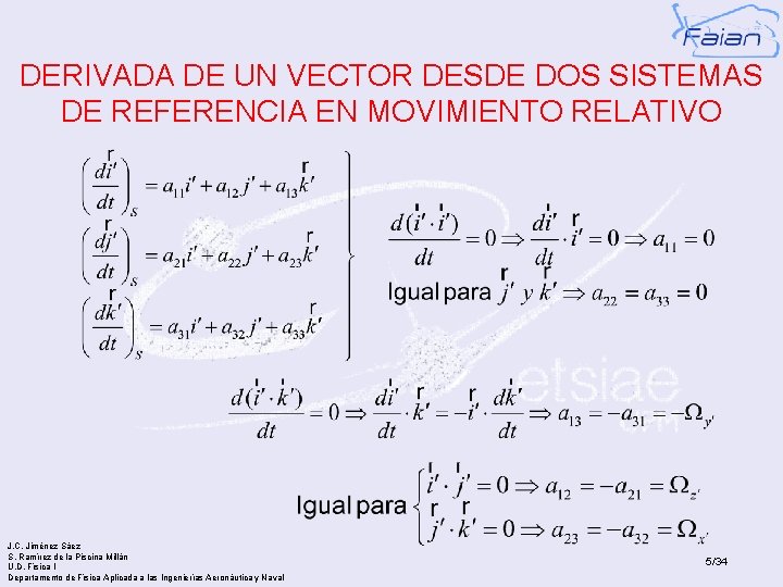 DERIVADA DE UN VECTOR DESDE DOS SISTEMAS DE REFERENCIA EN MOVIMIENTO RELATIVO J. C.