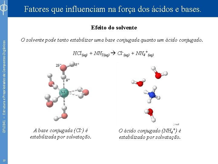 Fatores que influenciam na força dos ácidos e bases. QFL 0341 – Estrutura e