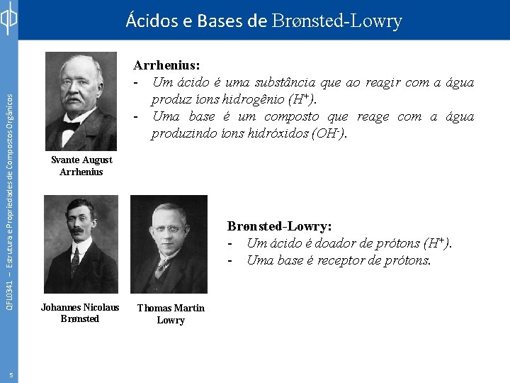 QFL 0341 – Estrutura e Propriedades de Compostos Orgânicos Ácidos e Bases de Brønsted-Lowry