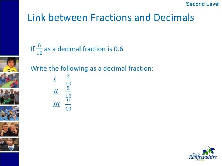 Second Level Link between Fractions and Decimals 