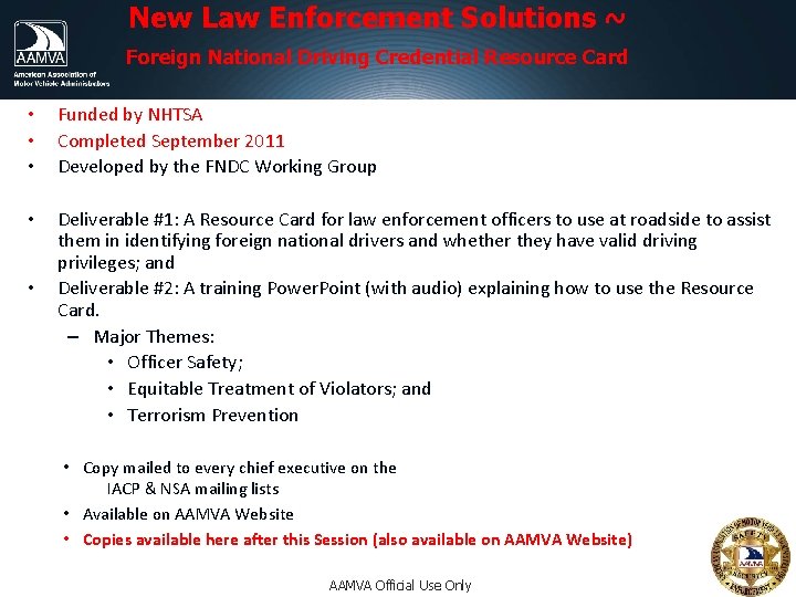 New Law Enforcement Solutions ~ Foreign National Driving Credential Resource Card • • • New Law Enforcement Solutions ~ Foreign National Driving Credential Resource Card • • •