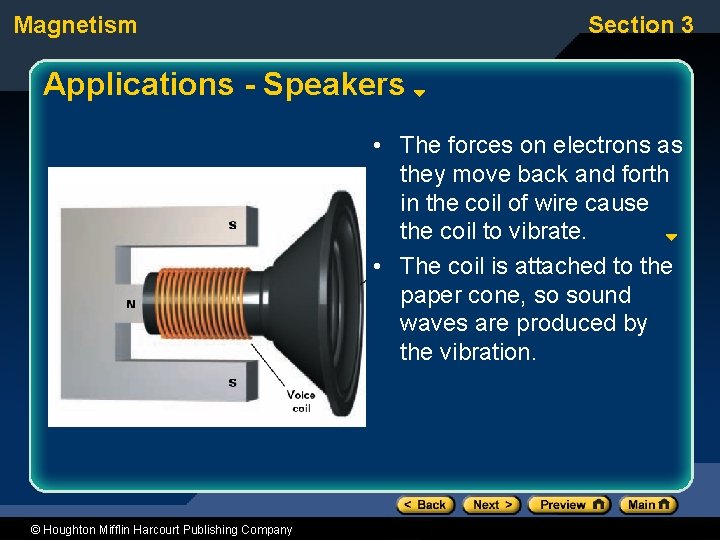 Magnetism Section 3 Applications - Speakers • The forces on electrons as they move