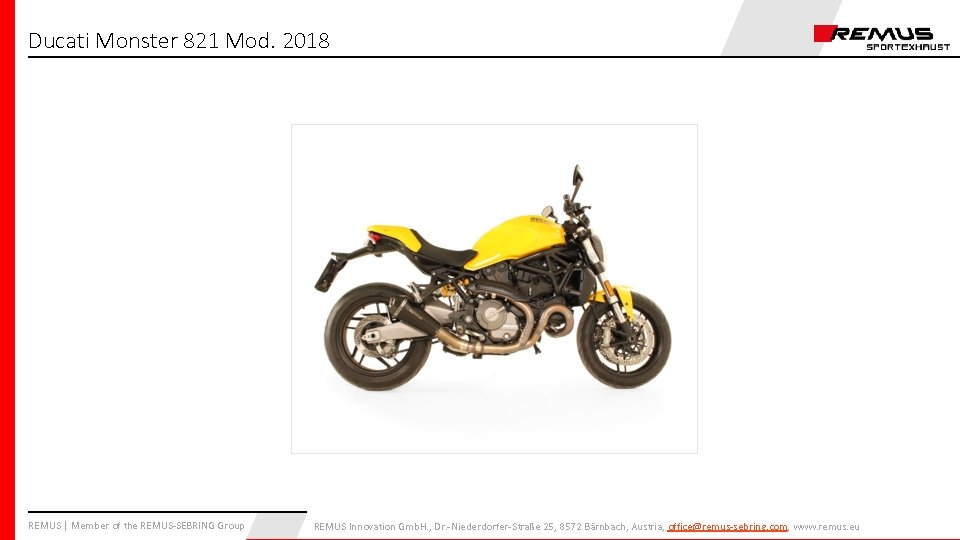 Ducati Monster 821 Mod. 2018 REMUS | Member of the REMUS-SEBRING Group REMUS Innovation