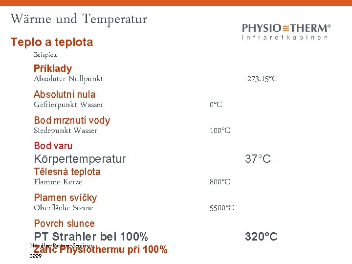Wärme und Temperatur Teplo a teplota Beispiele Příklady Absoluter Nullpunkt Absolutní nula -273. 15°C Wärme und Temperatur Teplo a teplota Beispiele Příklady Absoluter Nullpunkt Absolutní nula -273. 15°C