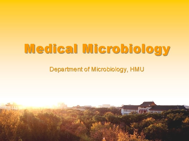 Medical Microbiology Department of Microbiology, HMU Department of Microbiology, Harbin Medical University 