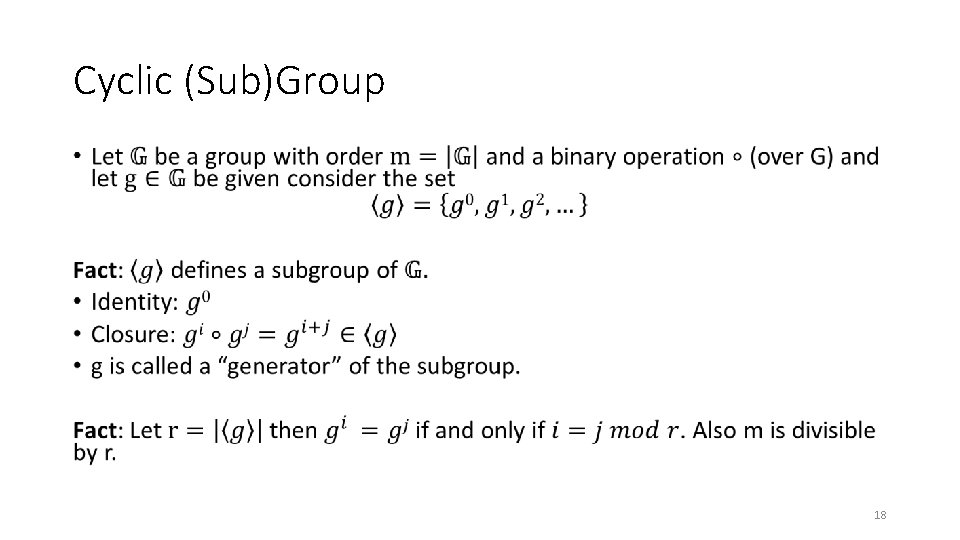 Cyclic (Sub)Group • 18 