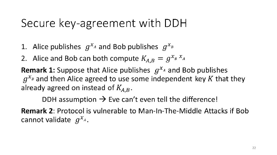 Secure key-agreement with DDH • 22 