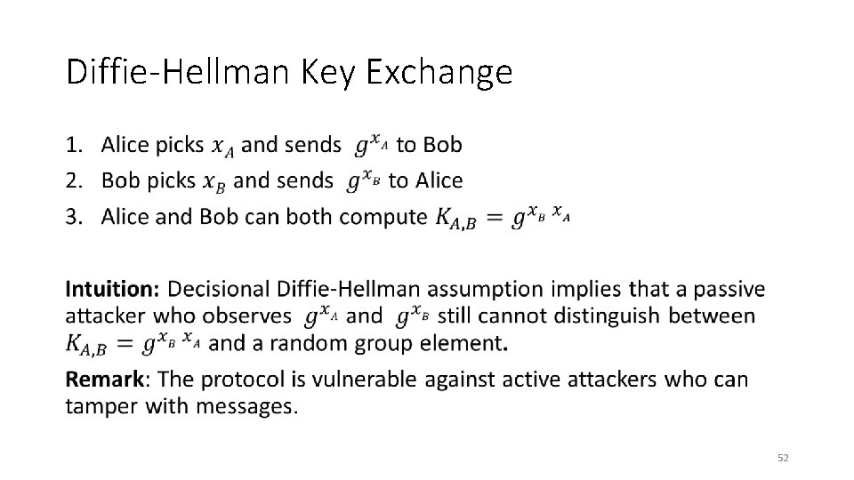 Diffie-Hellman Key Exchange • 52 