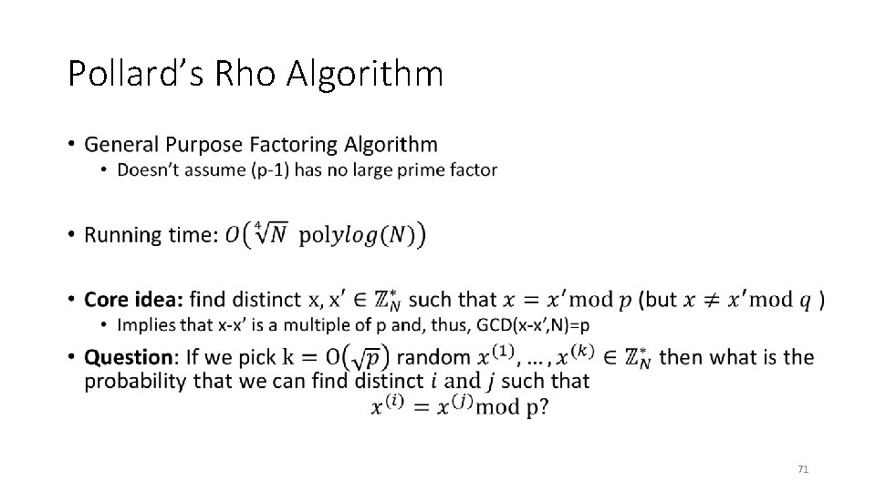 Pollard’s Rho Algorithm • 71 