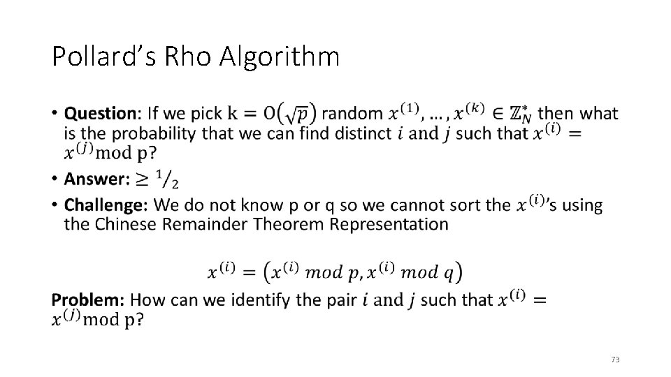 Pollard’s Rho Algorithm • 73 