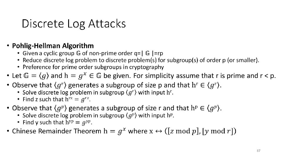 Discrete Log Attacks • 87 