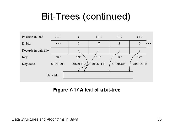 Bit-Trees (continued) Figure 7 -17 A leaf of a bit-tree Data Structures and Algorithms