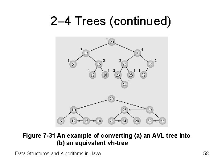 2– 4 Trees (continued) Figure 7 -31 An example of converting (a) an AVL