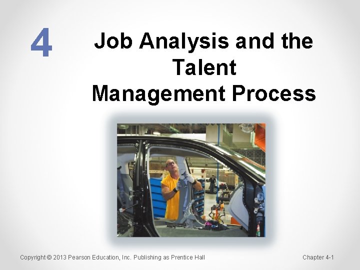 4 Job Analysis and the Talent Management Process Copyright © 2013 Pearson Education, Inc.