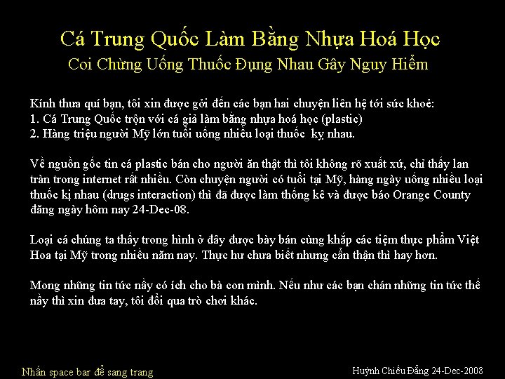 Cá Trung Quốc Làm Bằng Nhựa Hoá Học Coi Chừng Uống Thuốc Đụng Nhau