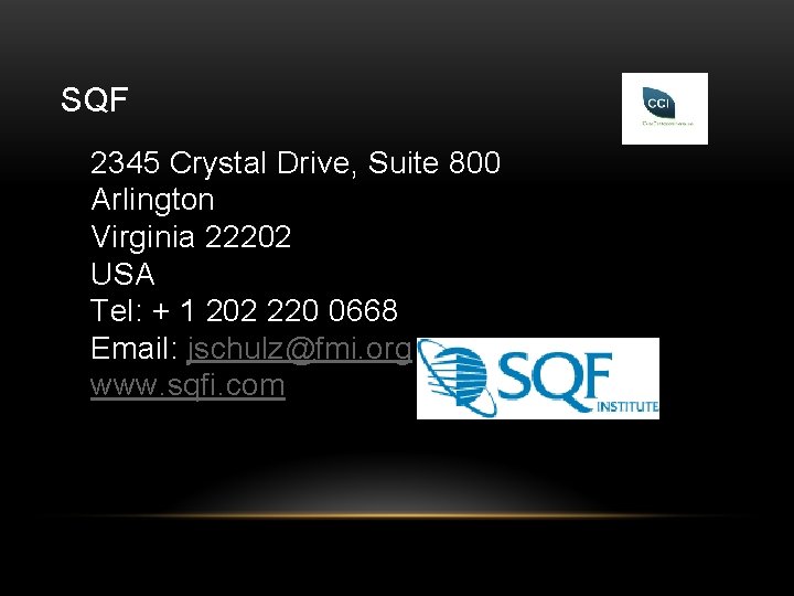 SQF 2345 Crystal Drive, Suite 800 Arlington Virginia 22202 USA Tel: + 1 202