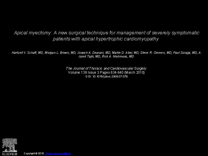 Apical myectomy: A new surgical technique for management of severely symptomatic patients with apical