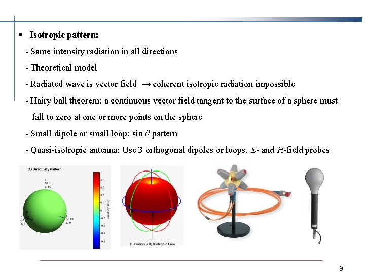 § Isotropic pattern: - Same intensity radiation in all directions - Theoretical model -