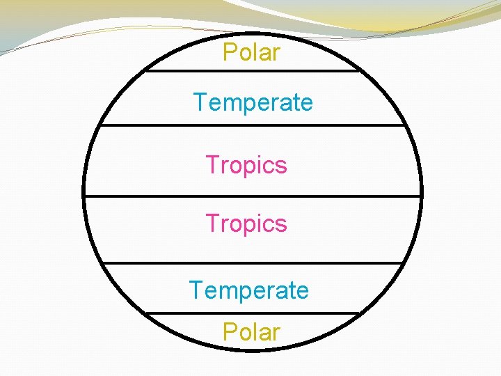 Polar Temperate Tropics Temperate Polar 
