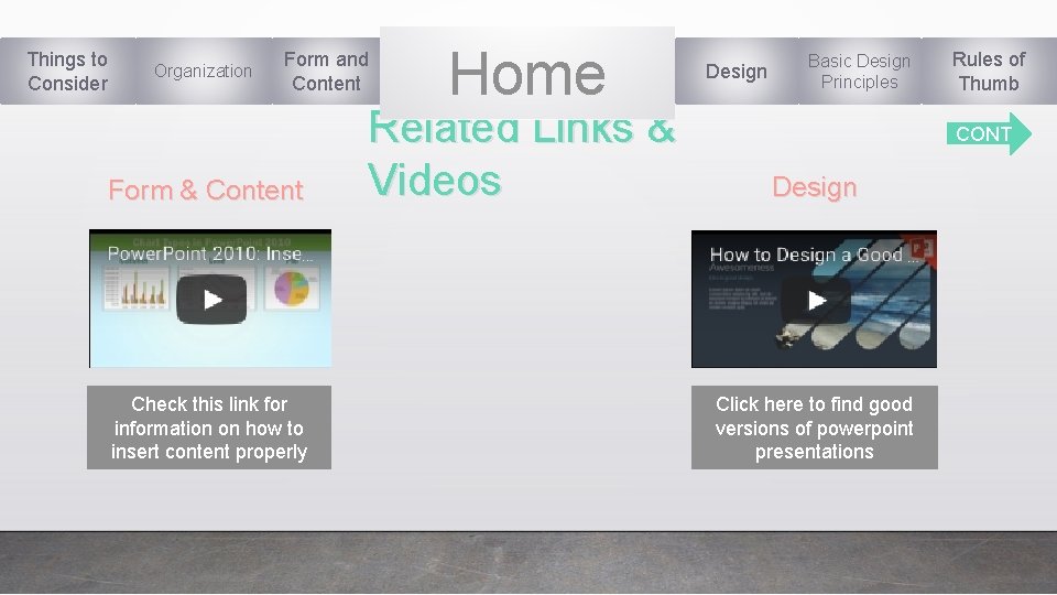 Things to Consider Organization Form and Content Form & Content Check this link for