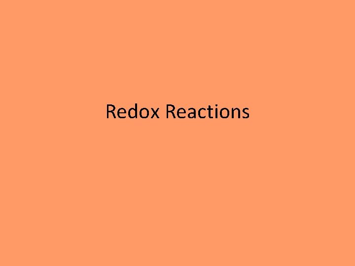 Redox Reactions 
