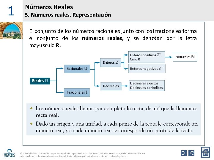 1 Números Reales 5. Números reales. Representación El conjunto de los números racionales junto