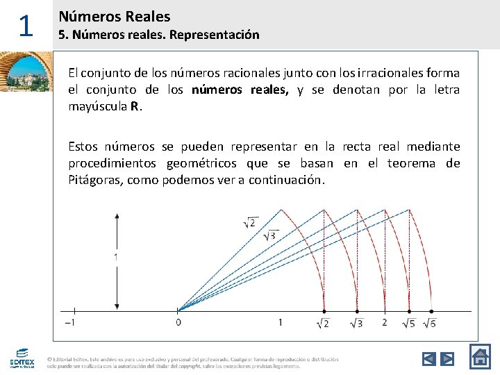 1 Números Reales 5. Números reales. Representación El conjunto de los números racionales junto