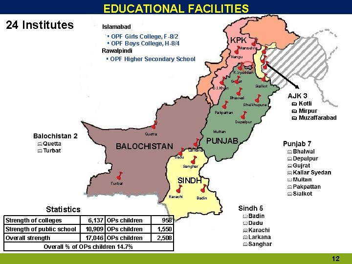 EDUCATIONAL FACILITIES 24 Institutes Islamabad § OPF Girls College, F-8/2 § OPF Boys College, EDUCATIONAL FACILITIES 24 Institutes Islamabad § OPF Girls College, F-8/2 § OPF Boys College,