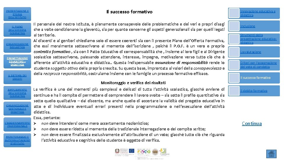 PRESENTAZIONE E STORIA DELL’ISTITUTO IL PIANO DELL’OFFERTA FORMATIVA ORGANIZZAZIONE SCOLASTICA PROGETTAZIONE EDUCATIVO – DIDATTICA