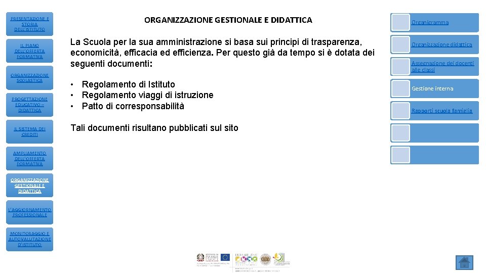 PRESENTAZIONE E STORIA DELL’ISTITUTO IL PIANO DELL’OFFERTA FORMATIVA ORGANIZZAZIONE SCOLASTICA PROGETTAZIONE EDUCATIVO – DIDATTICA