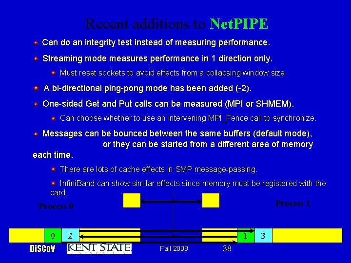 Recent additions to Net. PIPE Can do an integrity test instead of measuring performance.