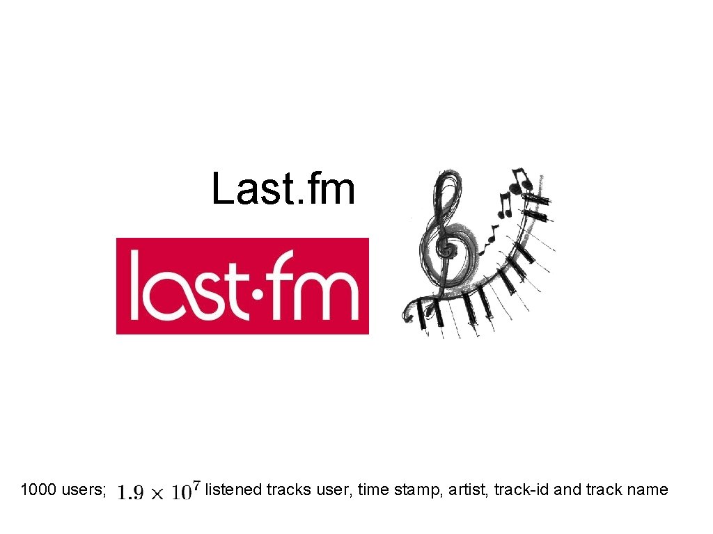 Last. fm 1000 users; listened tracks user, time stamp, artist, track-id and track name