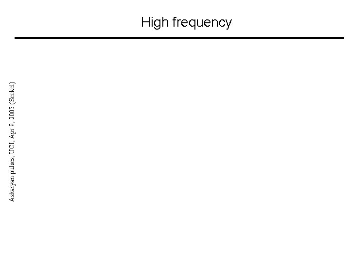 Askaryan pulses, UCI, Apr 9, 2005 (Seckel) High frequency 