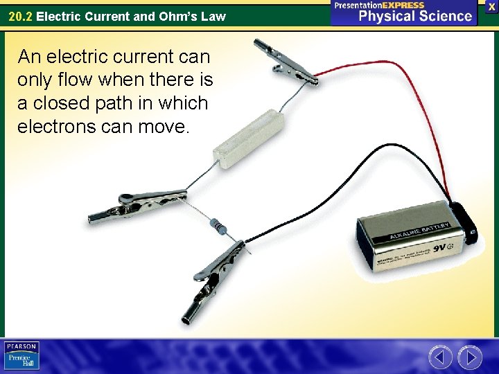 20. 2 Electric Current and Ohm’s Law An electric current can only flow when
