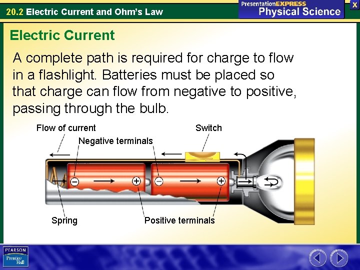 20. 2 Electric Current and Ohm’s Law Electric Current A complete path is required