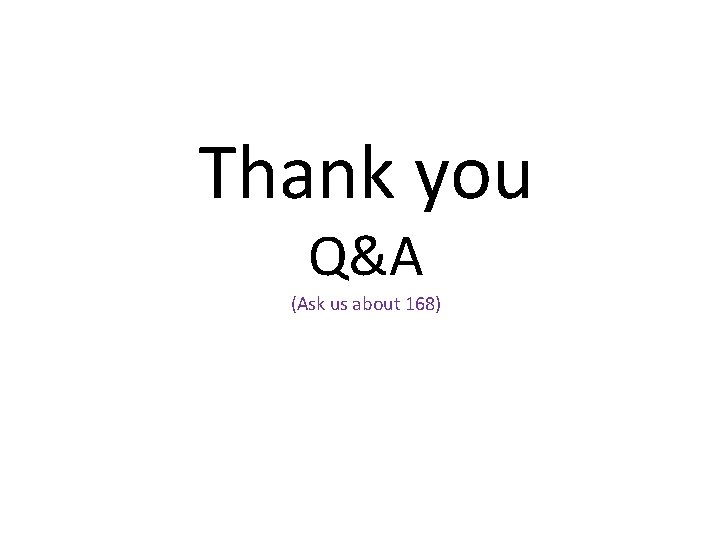 Thank you Q&A (Ask us about 168) 