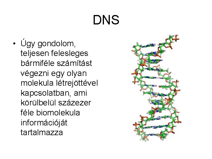 DNS • Úgy gondolom, teljesen felesleges bármiféle számítást végezni egy olyan molekula létrejöttével kapcsolatban,