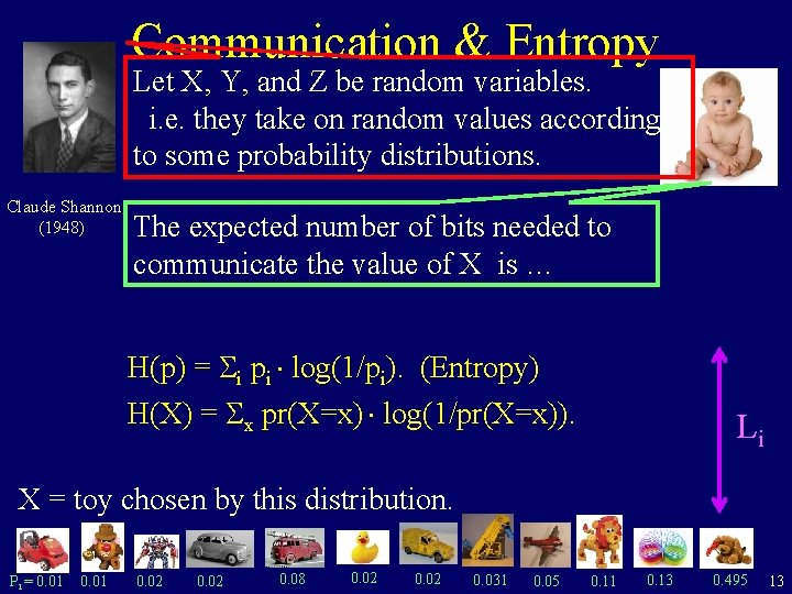 Communication & Entropy Let X, Y, and Z be random variables. i. e. they