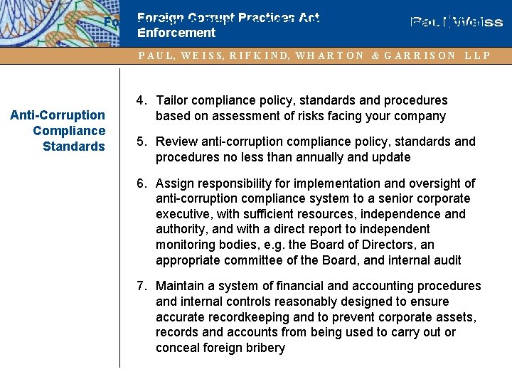 Foreign Corrupt Practices Act (FCPA): Current Anti-corruption Enforcement Compliance Best Practices (continued) P A