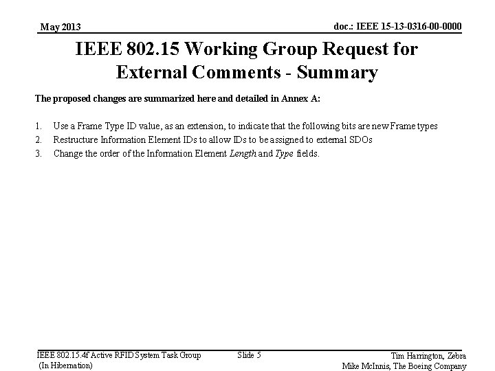 doc. : IEEE 15 -13 -0316 -00 -0000 May 2013 IEEE 802. 15 Working