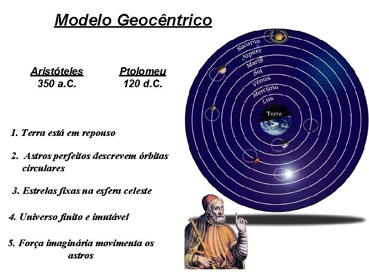 Modelo Geocêntrico Aristóteles 350 a. C. Ptolomeu 120 d. C. 1. Terra está em