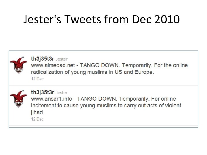 Jester's Tweets from Dec 2010 